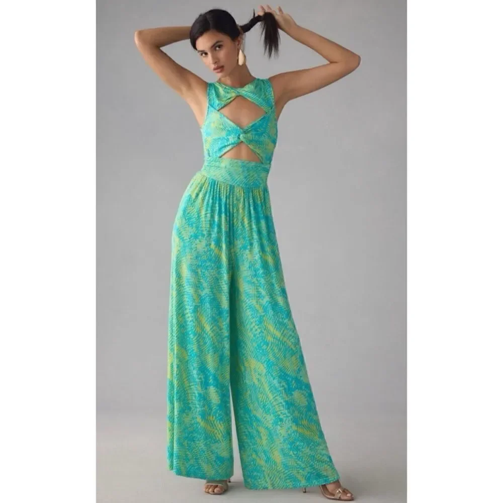 Plenty by Tracy Reese Twist Jumpsuit in Blue Rattlesnake Size M / NWT